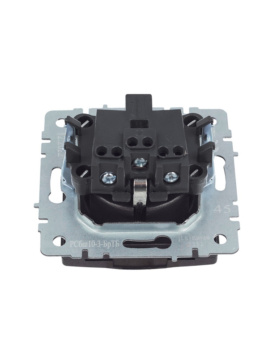 IEK Brite Бронза Розетка IEK BRITE с/з с шторками и крышкой 16А IP20 РСбш10-3-БрТБ темная бронза BR-R16-16-K45