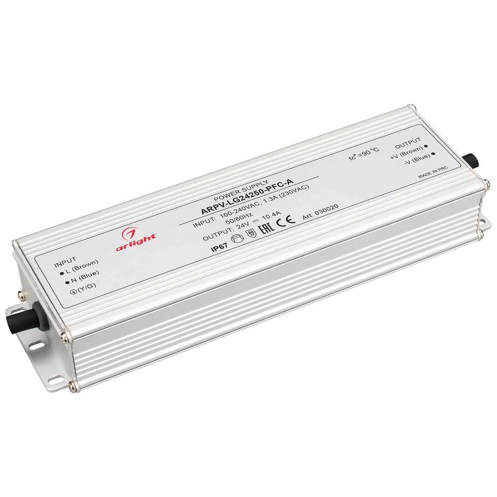 Блоки питания для светодиодной ленты Блок питания Arlight ARPV-LG24250-PFC-A (24V, 10.4A, 250W) (IP67 Металл, ) 030020 