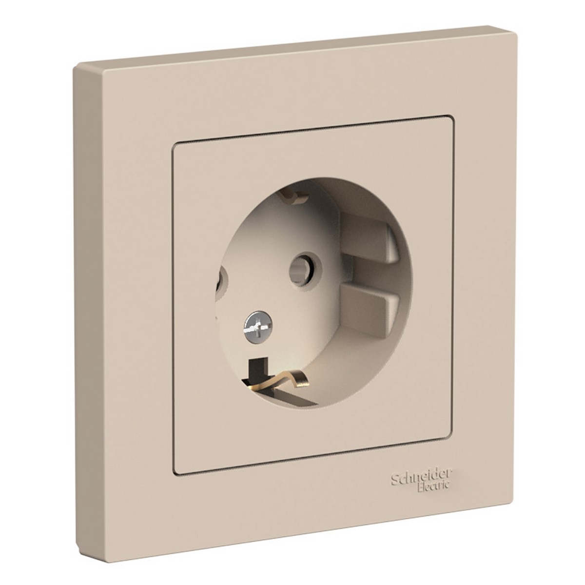 AtlasDesign Песочный Розетка Systeme Electric AtlasDesign Песочный с/з со шторками 16А в сборе ATN001244