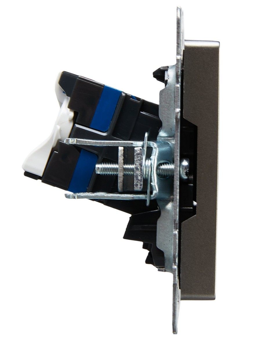 IEK Brite Сталь Розетка компьютерная IEK BRITE BASE Сталь 2-ая RJ45 кат.6 РК11-2-БрС BR-K20-2-K46