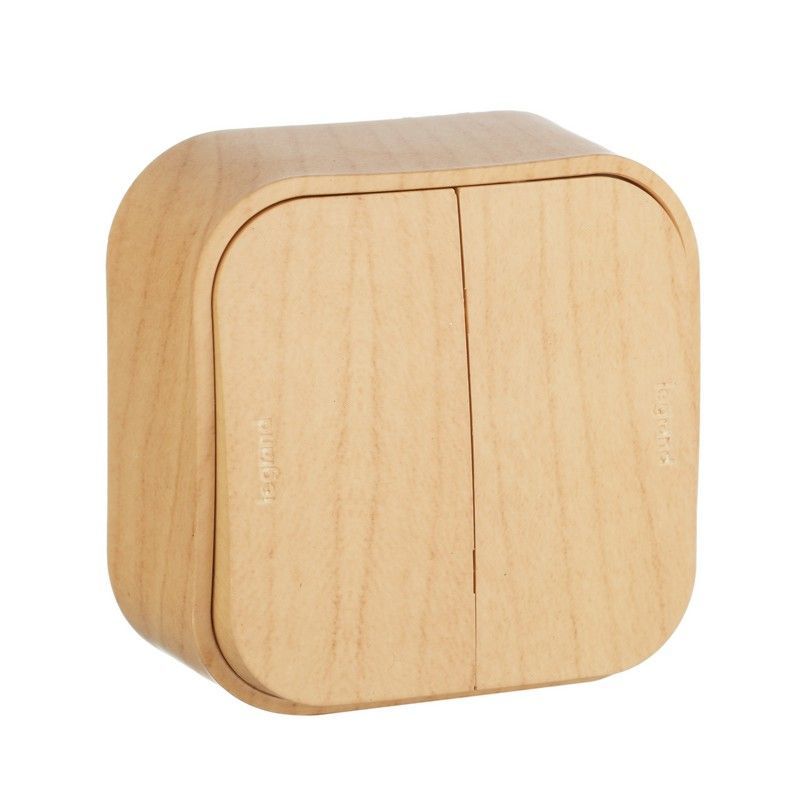 Накладные Розетки и выключатели Legrand Quteo Дерево Выключатель Legrand Quteo 10A 2-клавишный дерево  782262