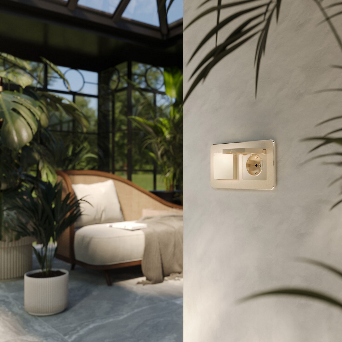 Werkel Шампань механизмы Розетка Werkel влагозащ. с зазем. с защит. крышкой и шторками N (шампань) W1171211