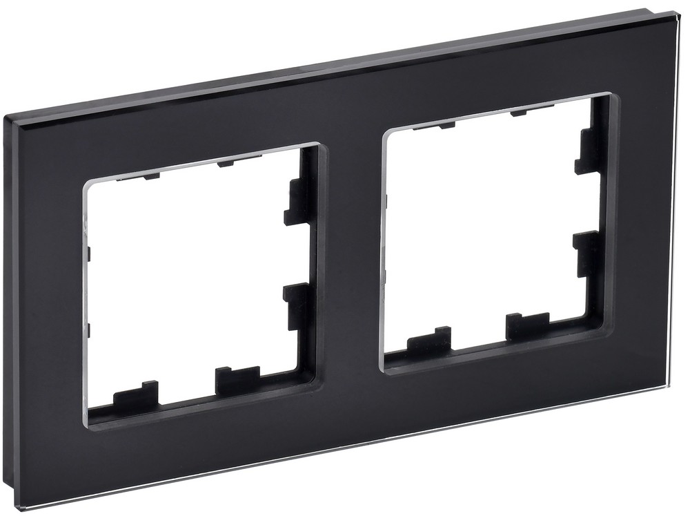 IEK Brite Рамки Рамка IEK BRITE 2-местная РУ-2-2-БрЧ стекло черный BR-M22-G-K02