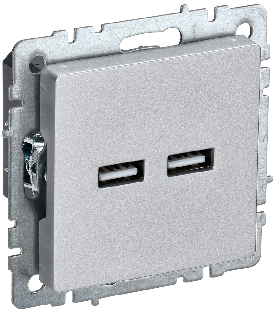 IEK Brite Алюминий Розетка IEK BRITE USB A+A 3,1А РЮ10-1-БрА алюминий BR-U21-D31-K47