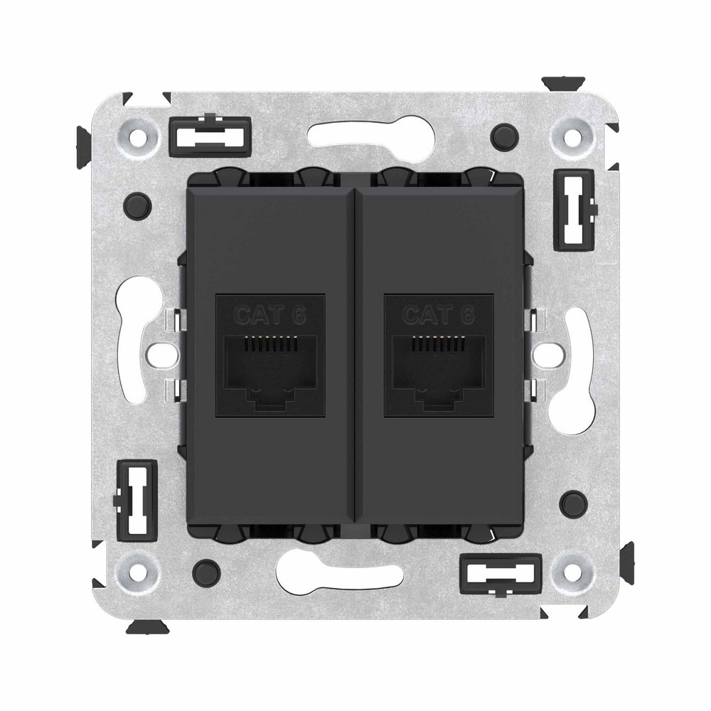 DKC Avanti механизмы Черный матовый Компьютерная розетка DKC Avanti RJ-45 без шторки в стену кат.6 двойная "Черный матовый" 4412694