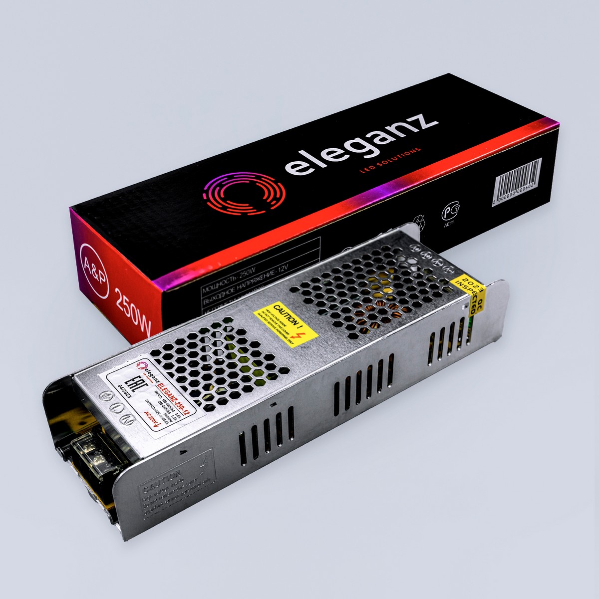 Блок питания для светодиодной ленты Eleganz 12V 250W IP20 узкий 1130