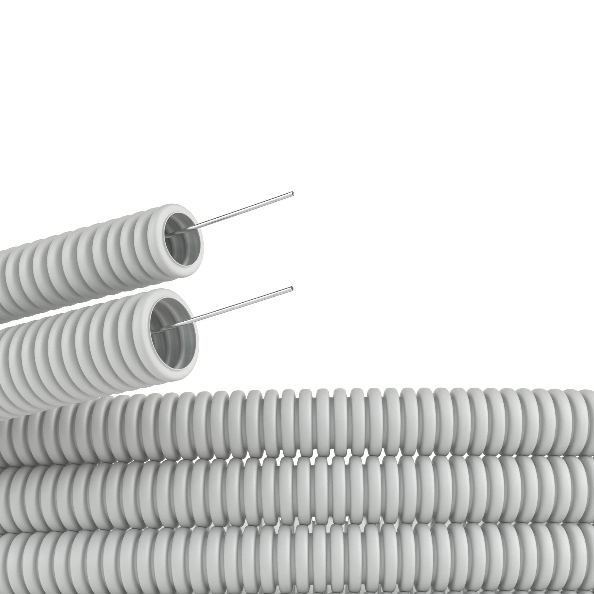 Гофра для кабеля Труба гофрированная DKC ПВХ д.25мм лёгкая с протяжкой  серая