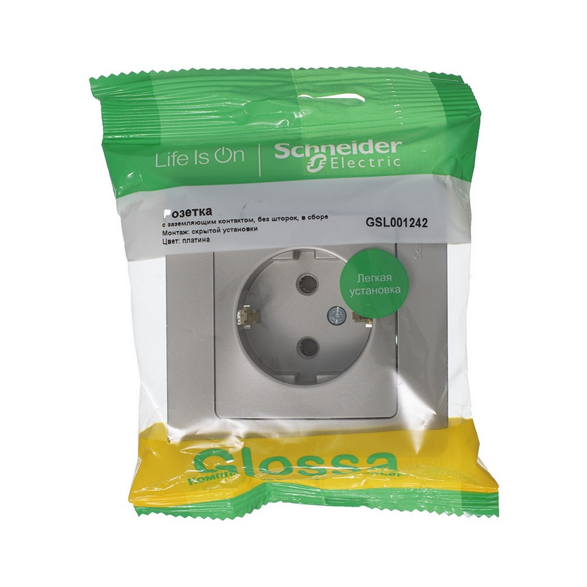 Glossa Платина Розетка Systeme Electric Glossa Платина с-з (в сборе) GSL001242