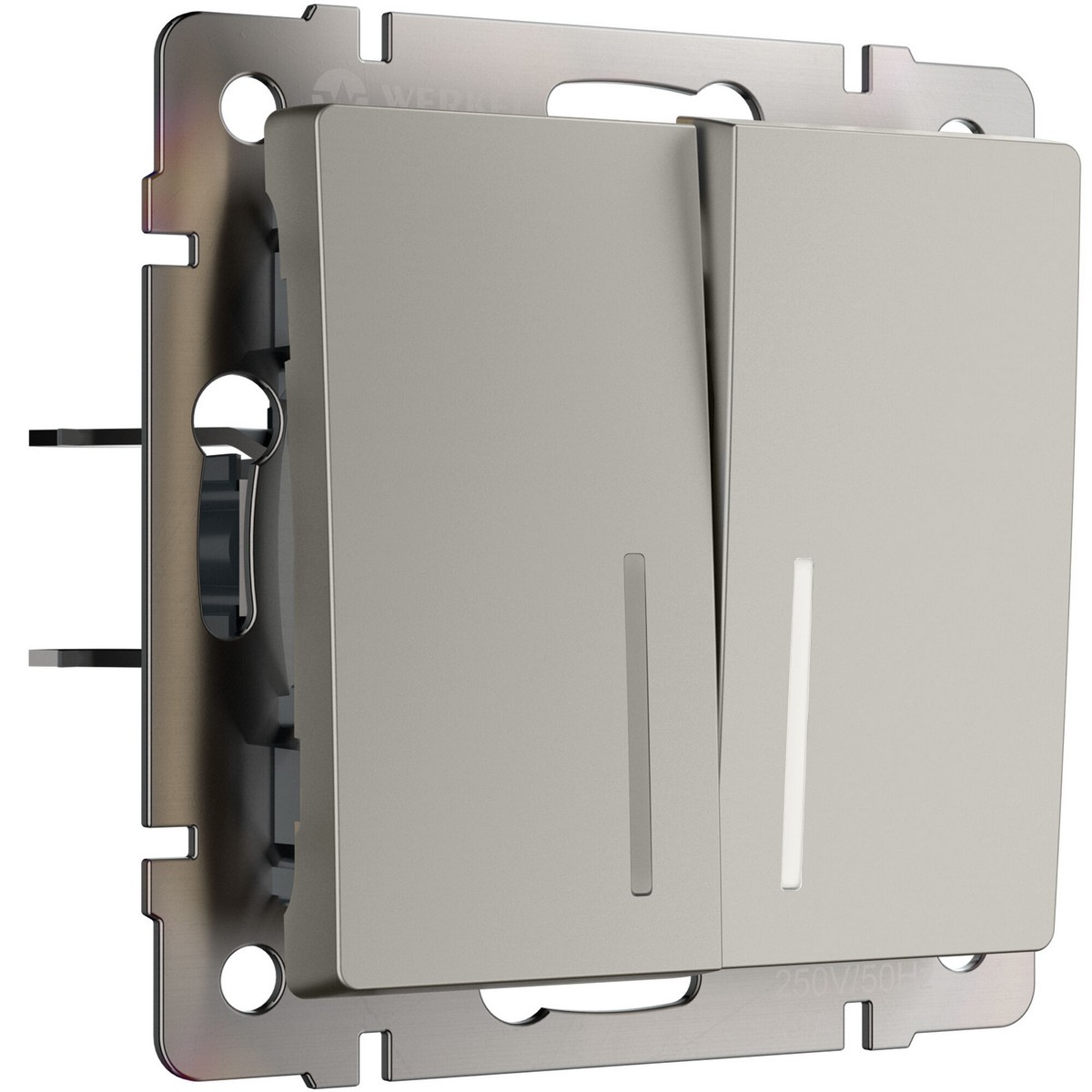 Werkel дымчатый Выключатель Werkel двухклавишный проходной с подсветкой (дымчатый) W1222104