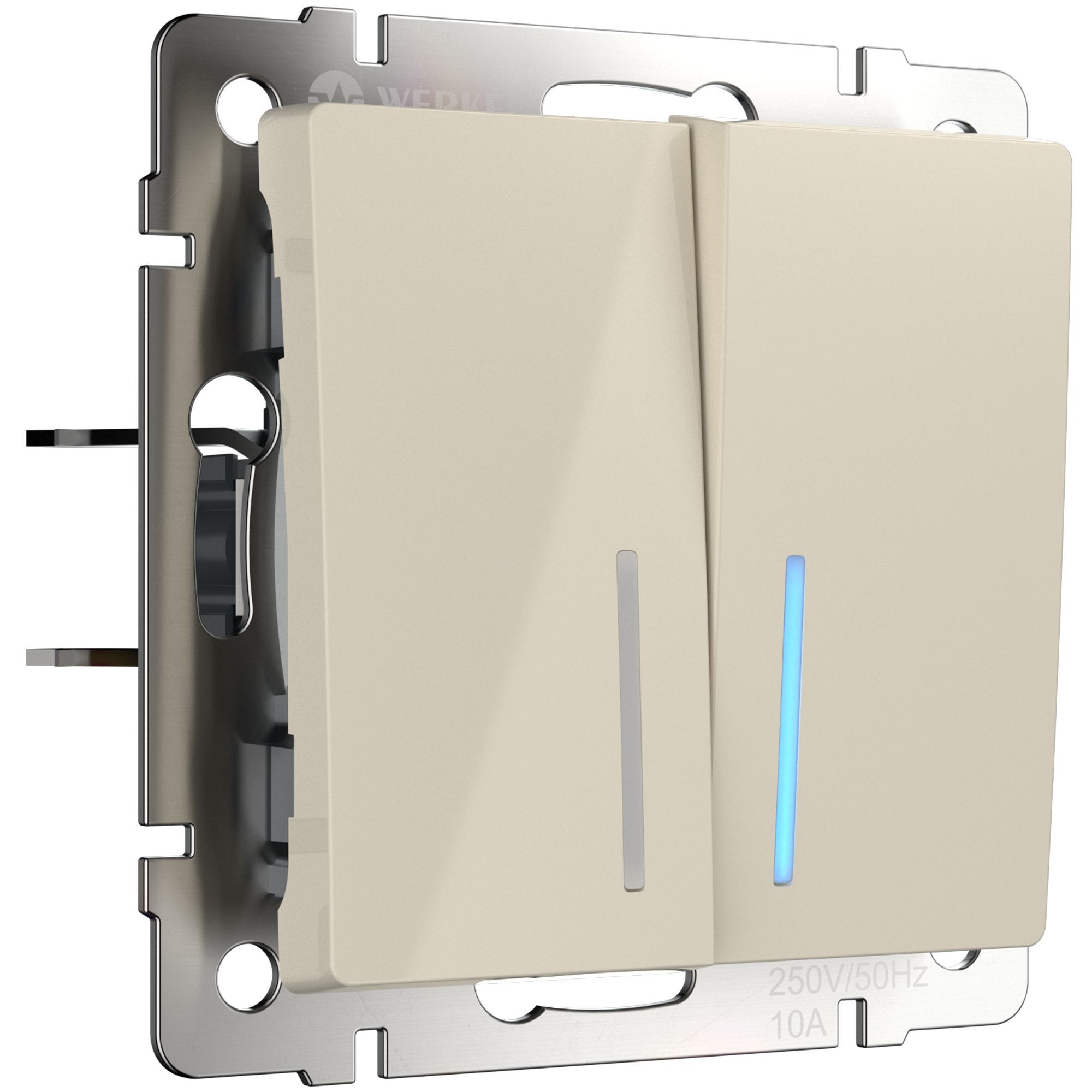 Werkel Слоновая кость механизмы Выключатель Werkel двухклавишный с подсветкой слоновая кость W1120103