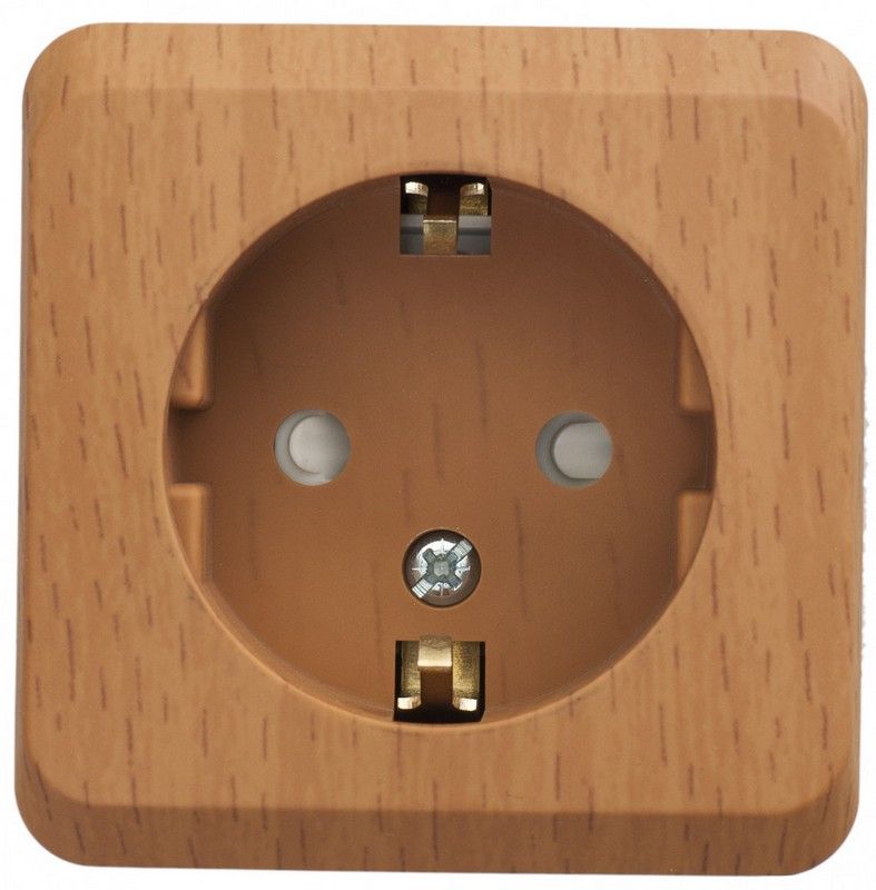 Этюд Дача Розетка 1-ая Systeme Electric Этюд наружный Дача Темный бук с/з со шторками PA16-004T