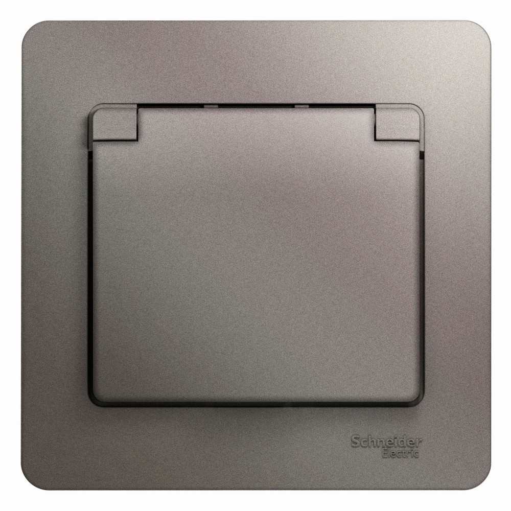 Glossa Платина Розетка Systeme Electric Glossa Платина с-з со шторками с крышкой IP20 GSL001246
