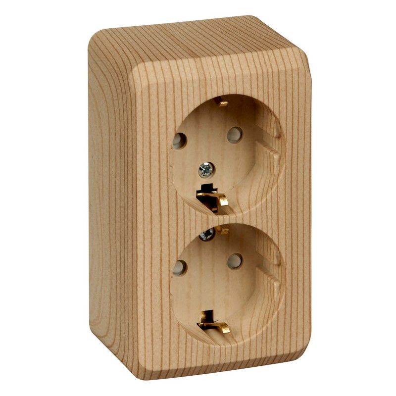 Этюд Дача Розетка 2-ая Systeme Electric Этюд наружный Дача Сосна с/з со шторками PA16-008D