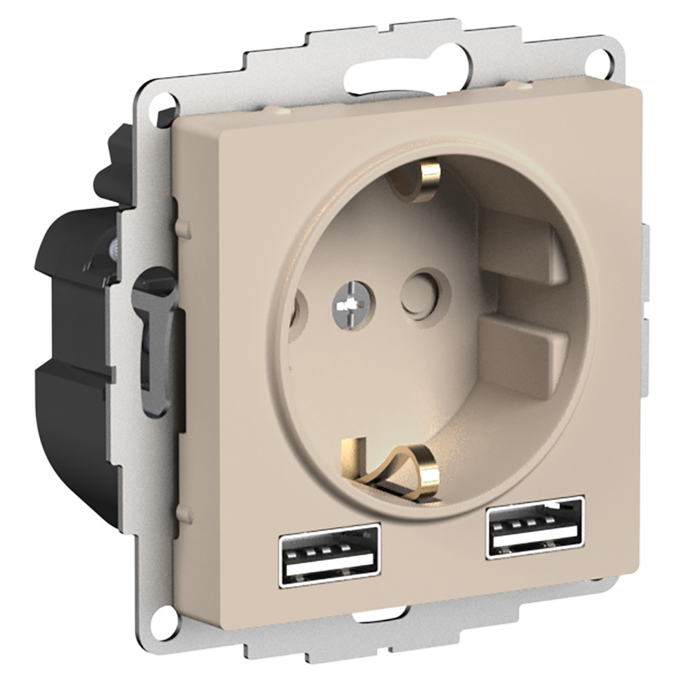 AtlasDesign Песочный Розетка Systeme Electric AtlasDesign Песочный 16А c 2 USB A+A 5В/24А 2х5В/12А ATN001230