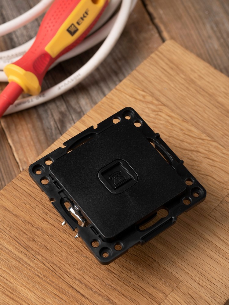 EKF Стокгольм черный Розетка RJ-11 EKF PROxima Стокгольм Черный  EZT01-034-10