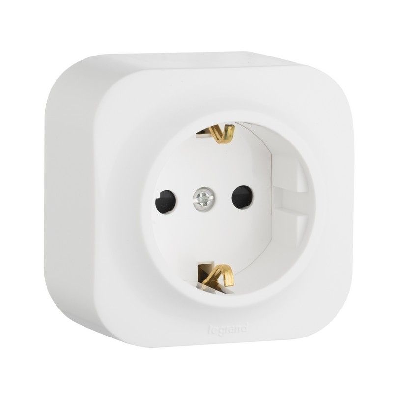 Накладные Розетки и выключатели Legrand Quteo Белый Розетка Legrand Quteo с заземлением без шторкок белая  782211