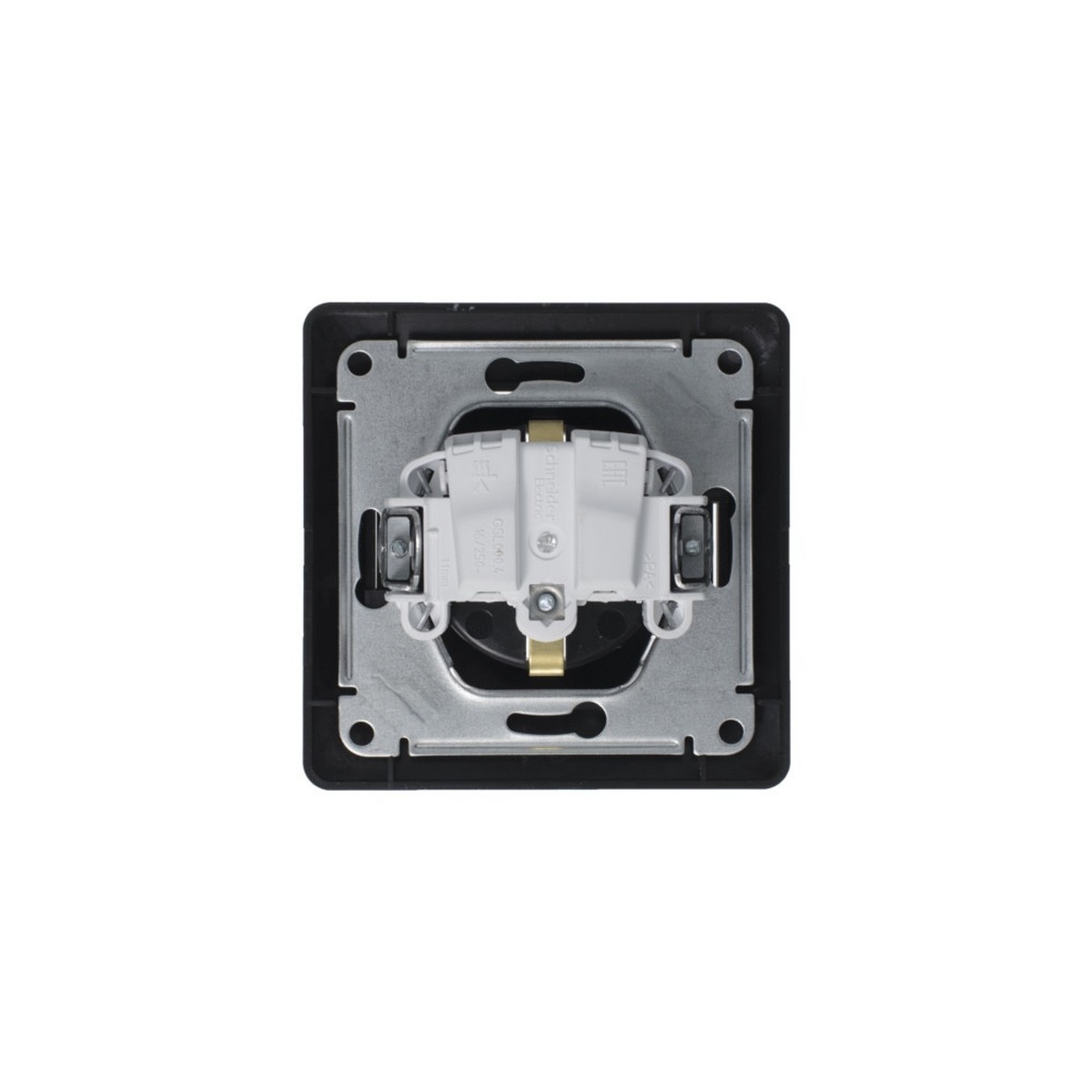 Glossa Антрацит Розетка Systeme Electric Glossa Антрацит с заземлением, 16А, в сборе GSL000742