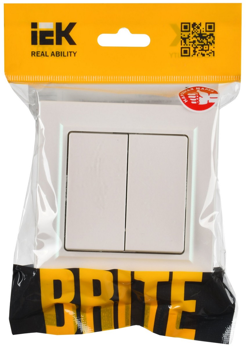 IEK Brite Жемчуг Выключатель IEK BRITE Жемчуг 2-кл. 10А в сб. ВСР10-2-0-БрЖ BR-V20-0-10-K36-F