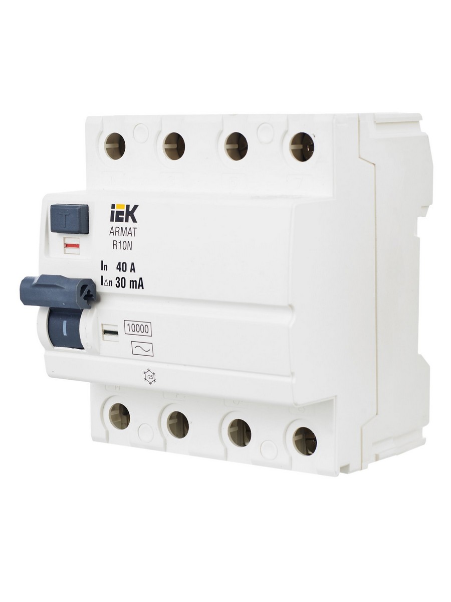 ВДТ УЗО IEK ARMAT R10N 4P 40А 30мА тип A AR-R10N-4-040A030