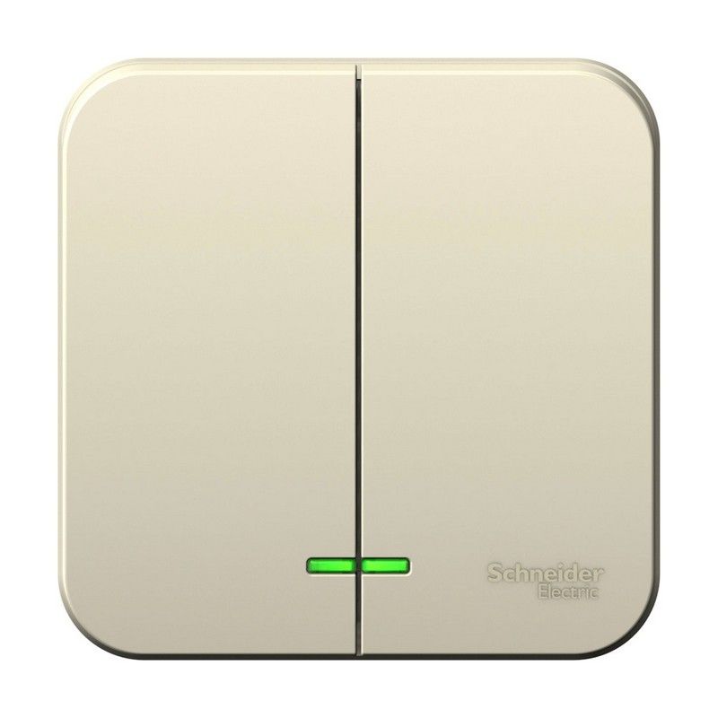 Blanca молочные розетки и выключатели Выключатель SE Blanca 2-клавишный Молочный наружный с подсветкой BLNVA105102