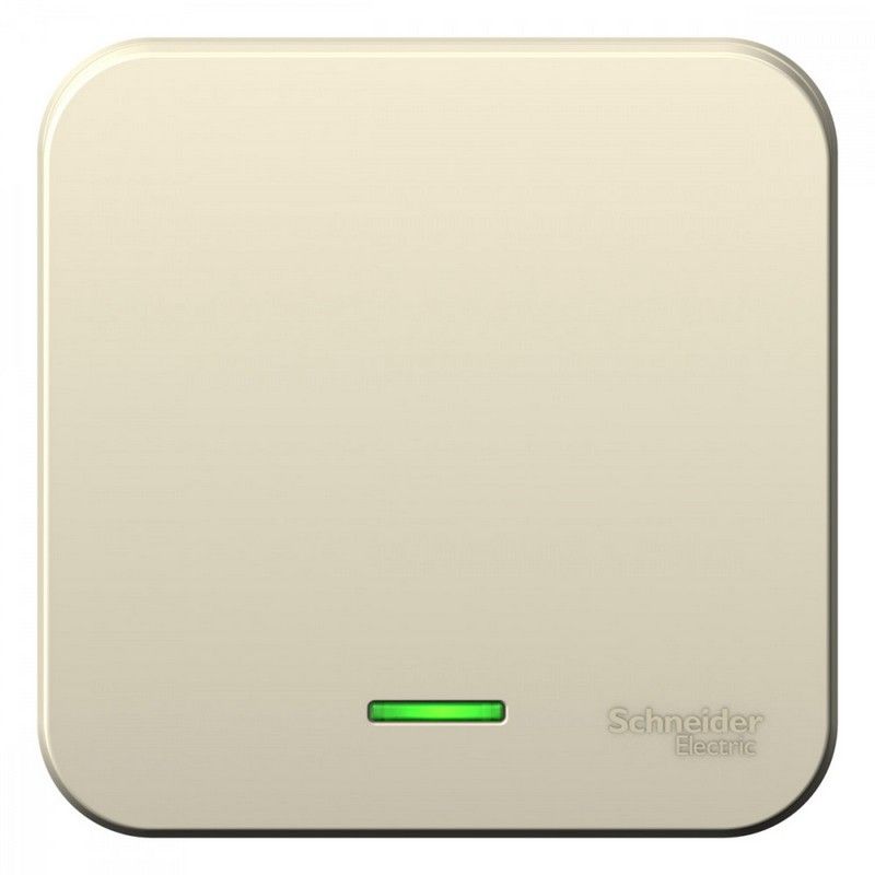 Blanca молочные розетки и выключатели Выключатель SE Blanca 1-клавишный Молочный наружный с подсветкой 6А изолир. пластина BLNVA061112