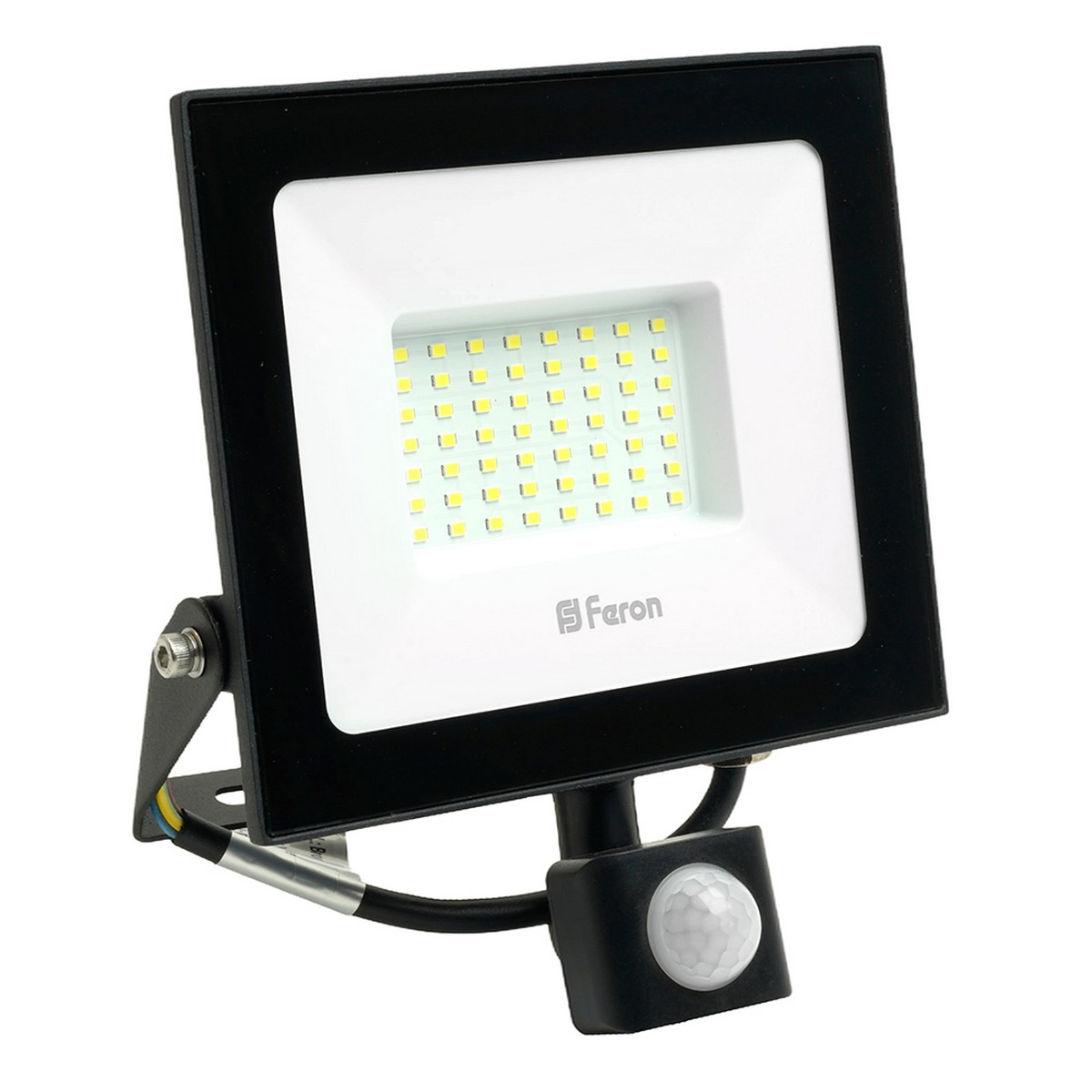 Прожекторы светодиодные Светодиодный прожектор Feron LL-908 IP44 50W с датчиком движения  Черный 6400K 29558 