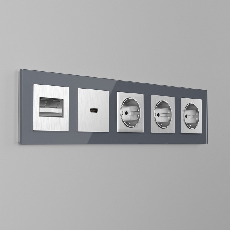 Werkel Серебряный рифленный механизмы Накладка для розетки HDMI Werkel (серебряный рифленый) WL09-HDMI-CP