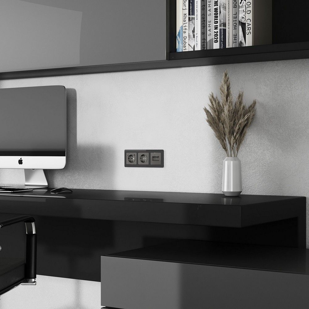 Werkel Графит акрил Накладка Werkel для двойной розетки Еthernet RJ-45 (графит акрил) W11911440