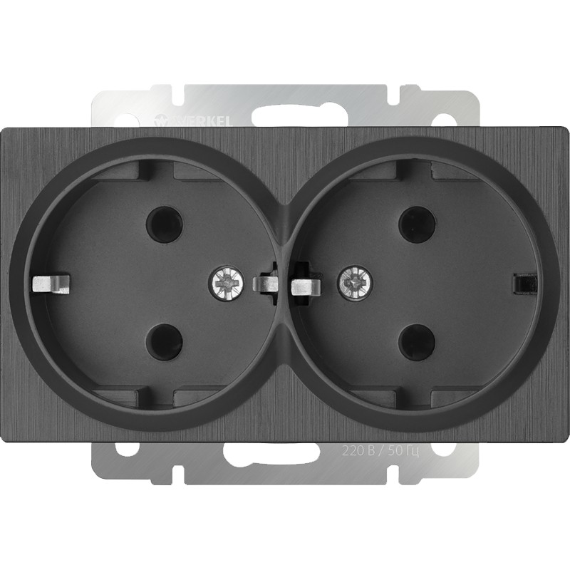 Werkel Графит рифленый механизмы Розетка Werkel двойная с заземлением (графит рифленый) W1172004