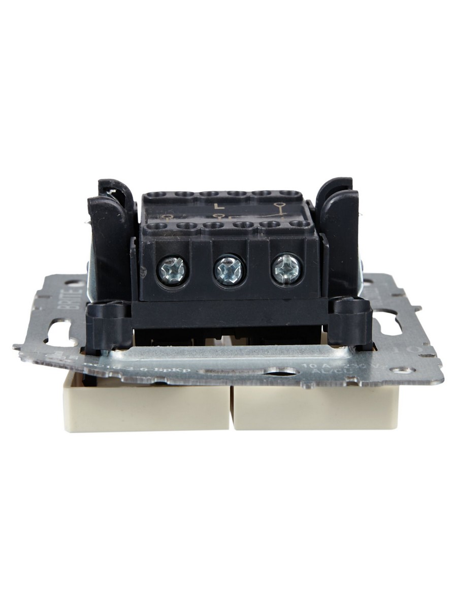 IEK Brite Бежевый Выключатель IEK BRITE 2-клавишный проходной 10А ВС10-2-6-БрКр бежевый BR-V22-0-10-K10
