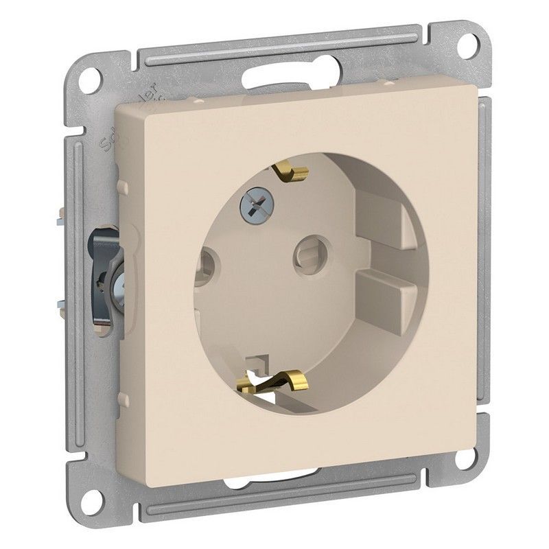 AtlasDesign Бежевый Розетка Systeme Electric AtlasDesign бежевый с/з со шторками, 16А, ATN000245