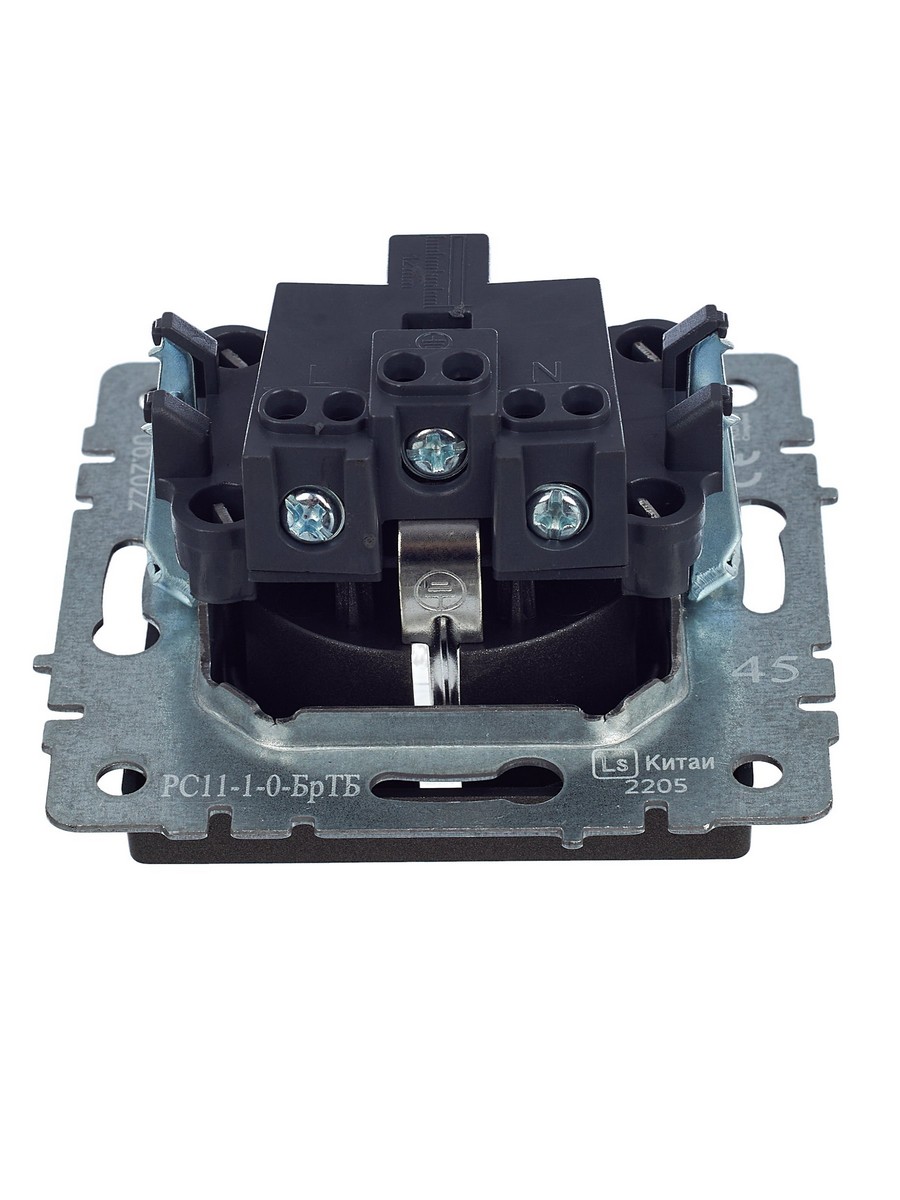 IEK Brite Бронза Розетка IEK BRITE с/з без шторок 16А РС11-1-0-БрТБ темная бронза BR-R11-16-K45