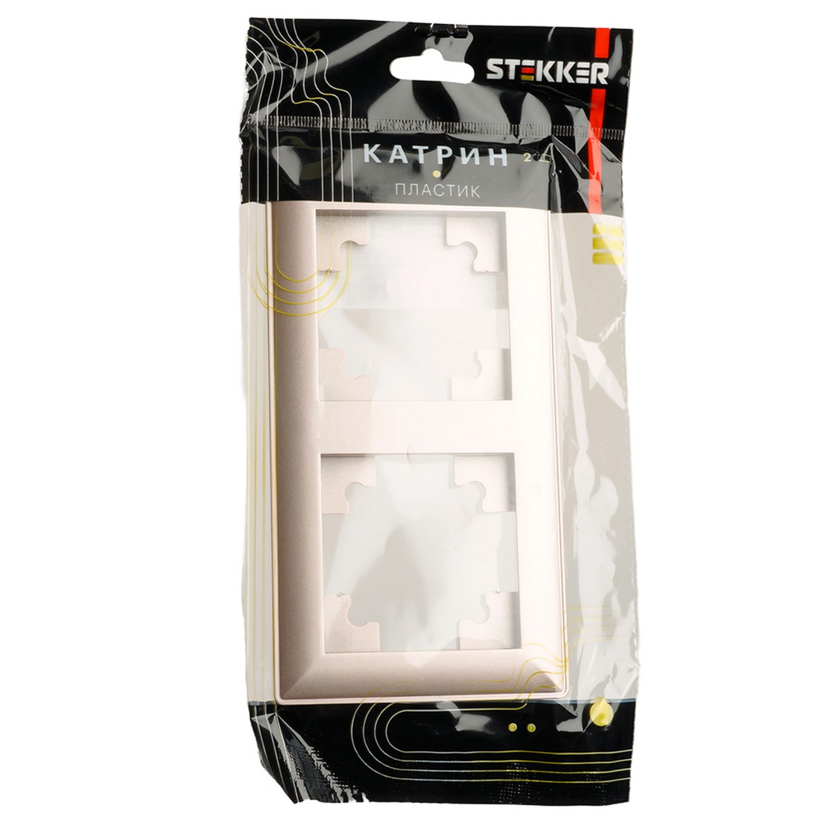 Катрин - Розетки и выключатели Stekker Рамка STEKKER 2-местная Катрин стекло шампань PFR00-7002-02 39803