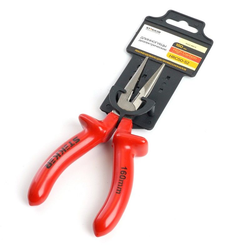 Длинногубцы диэлектрические STEKKER 160мм Cr-V PLE2-160-S 39777 фото