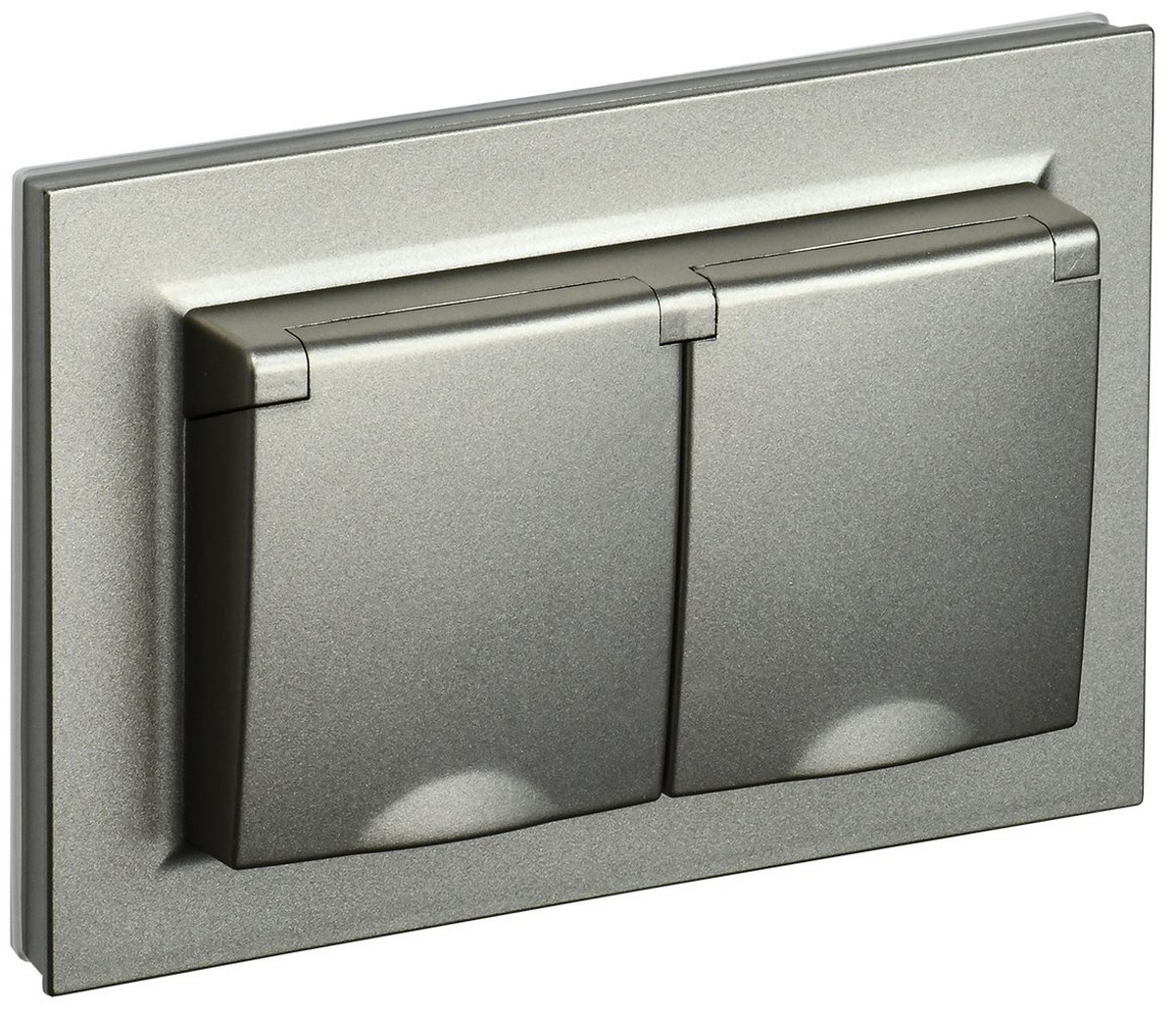 IEK Brite Шампань Розетка IEK BRITE 2-ая с/з с шторками и крышкой 16А в сборе IP44 РСбш12-3-44-БрШ шампань BR-R26-16-4