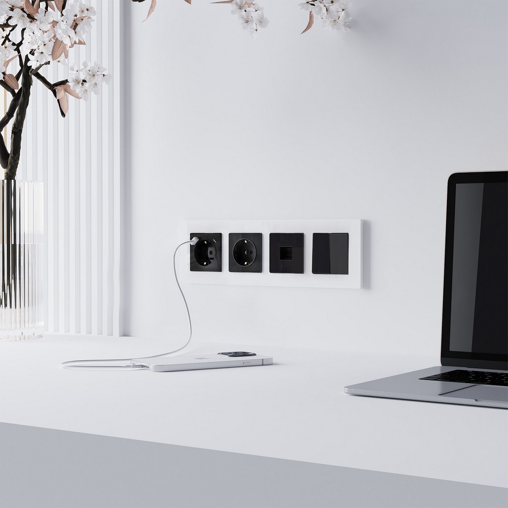 Werkel Черный акрил Розетка Werkel Ethernet RJ-45 (черный акрил) W11810480