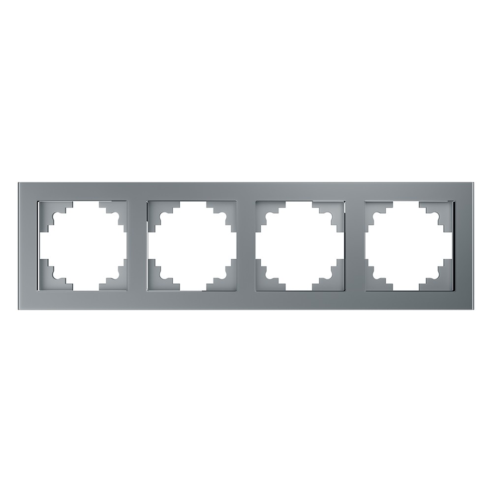 Катрин - Розетки и выключатели Stekker Рамка 4-местная стекло STEKKER GFR00-7004-03 серия Катрин серебро 39534
