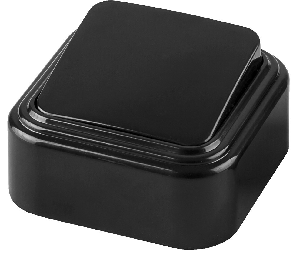 Накладные розетки и выключатели Stekker Выключатель STEKKER PSW06-21-20 одноклавишный открытой установки 6А черный Брест 32743