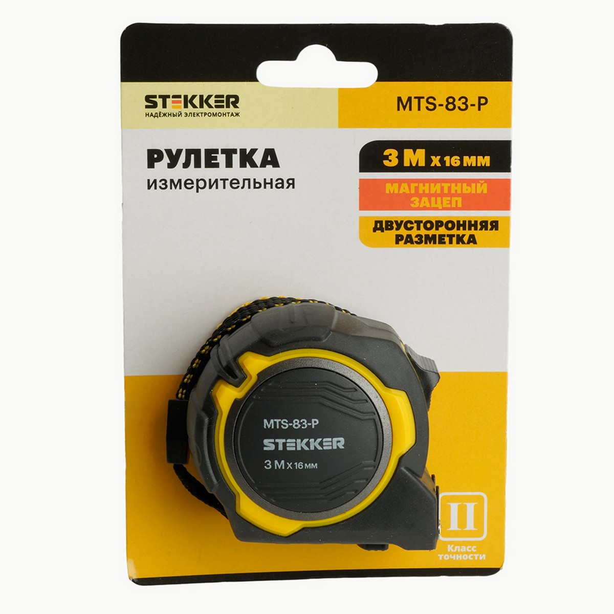 Рулетка STEKKER MTS-83-P 3 м х 16 мм магнит, двухстороннее нанесение 50209 фото