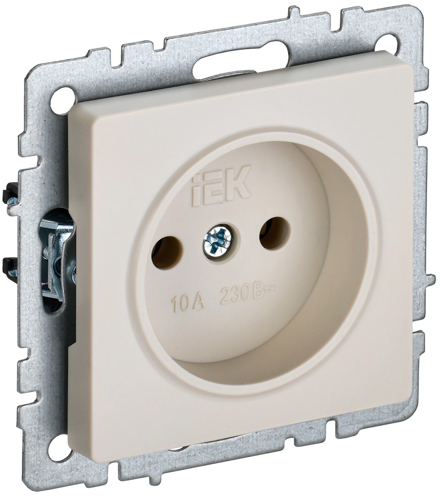 IEK Brite Бежевый Розетка IEK BRITE б/з без шторок 10А РС10-1-0-БрКр бежевый BR-R10-10-K10
