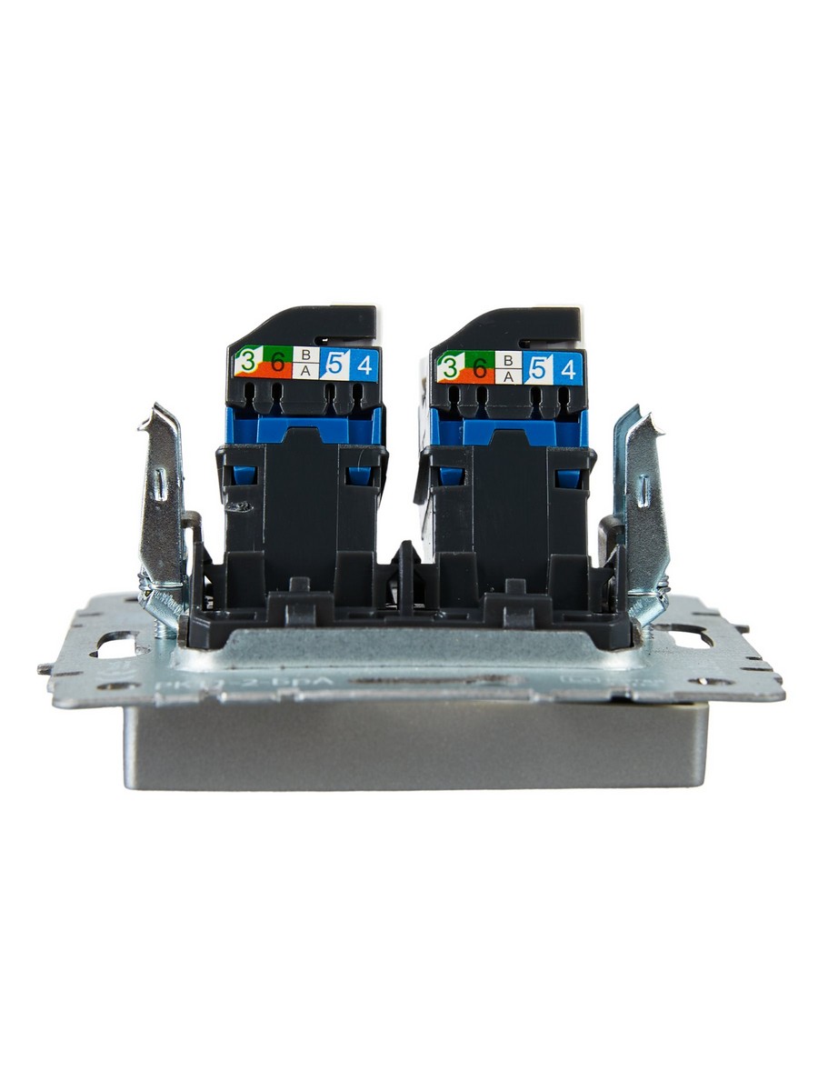 IEK Brite Алюминий Розетка компьютерная IEK BRITE BASE Алюминий 2-ая RJ45 кат.6 РК11-2-БрА BR-K20-2-K47