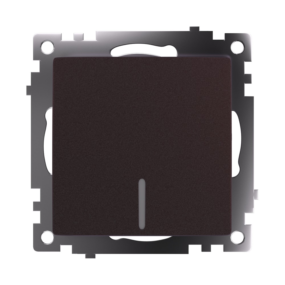 Катрин - Розетки и выключатели Stekker Выключатель 1-клавишный c индикатором STEKKER GLS10-7101-04 10А Катрин шоколад 49022