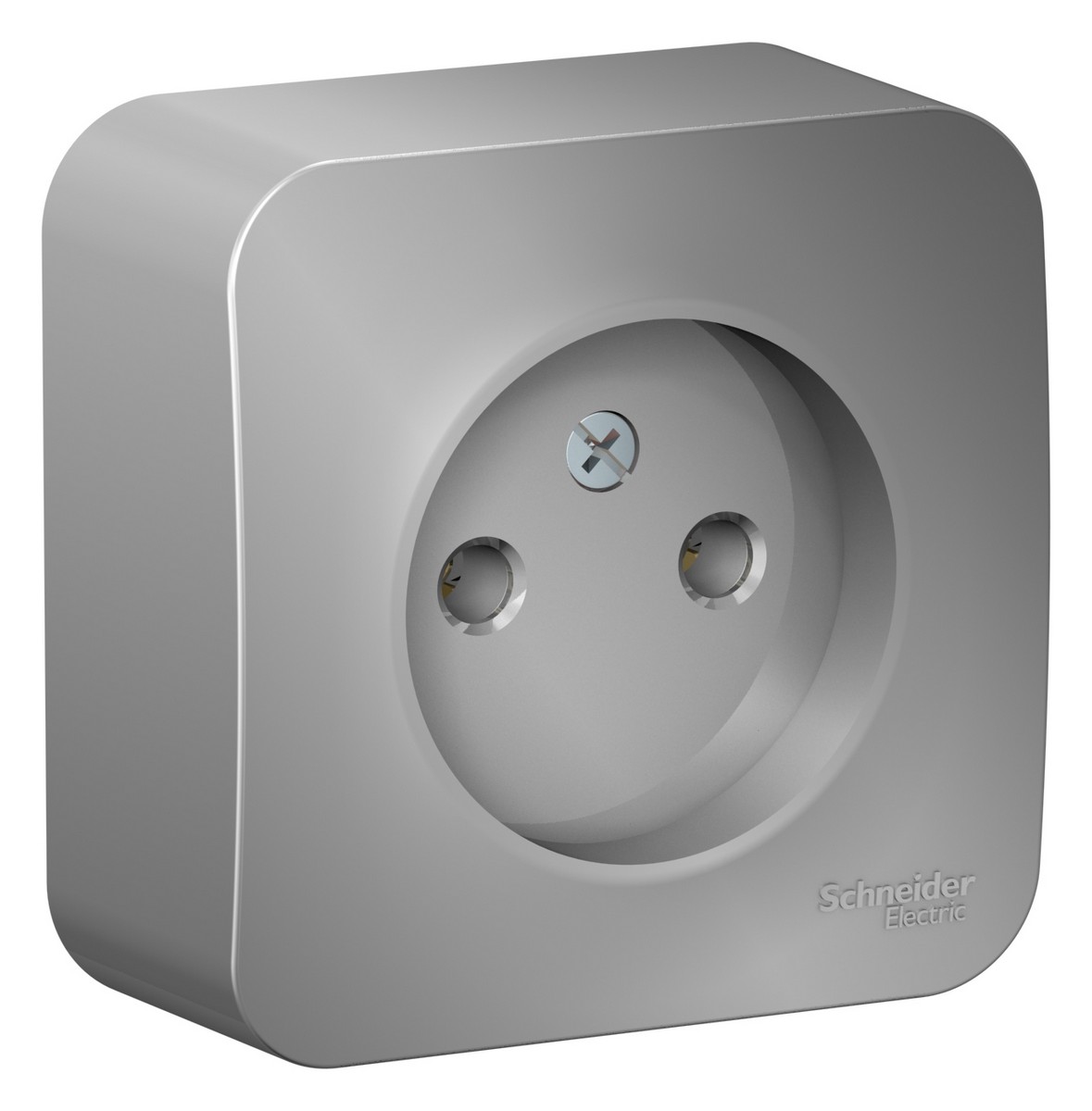 Blanca алюминий розетки и выключатели Розетка SE Blanca б/з Алюминий наружный без шторок изолир. пластина BLNRA000113