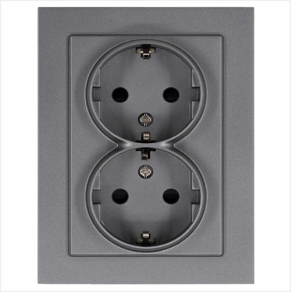 JASMART G - розетки и выключатели Розетка JASMART SCHUKO двойная с защитными шторками Алюминий G5504S