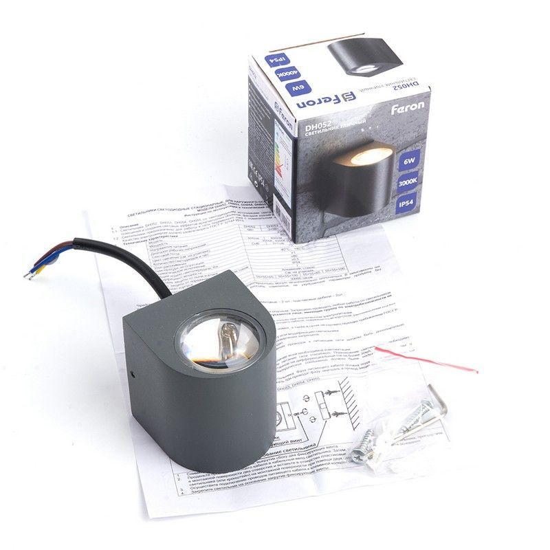 Уличные настенные светильники Светильник уличный светодиодный Feron DH052 6W 400Lm 3000K серый 48475 