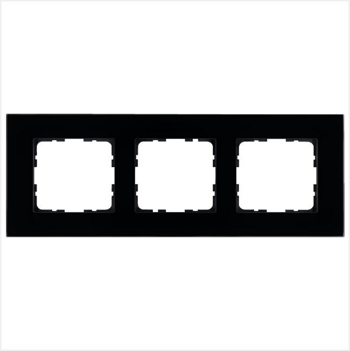 JASMART G - розетки и выключатели Рамка JASMART 3-постовая стекло Black Glass G1003GB