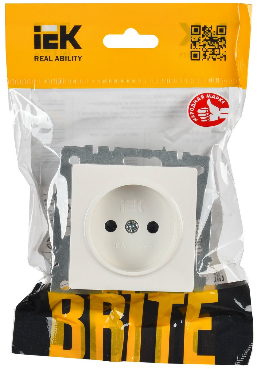 IEK Brite Жемчуг Розетка IEK BRITE BASE Жемчуг без з/к с з/ш 10А РСш10-2-БрЖ BR-R13-10-K36