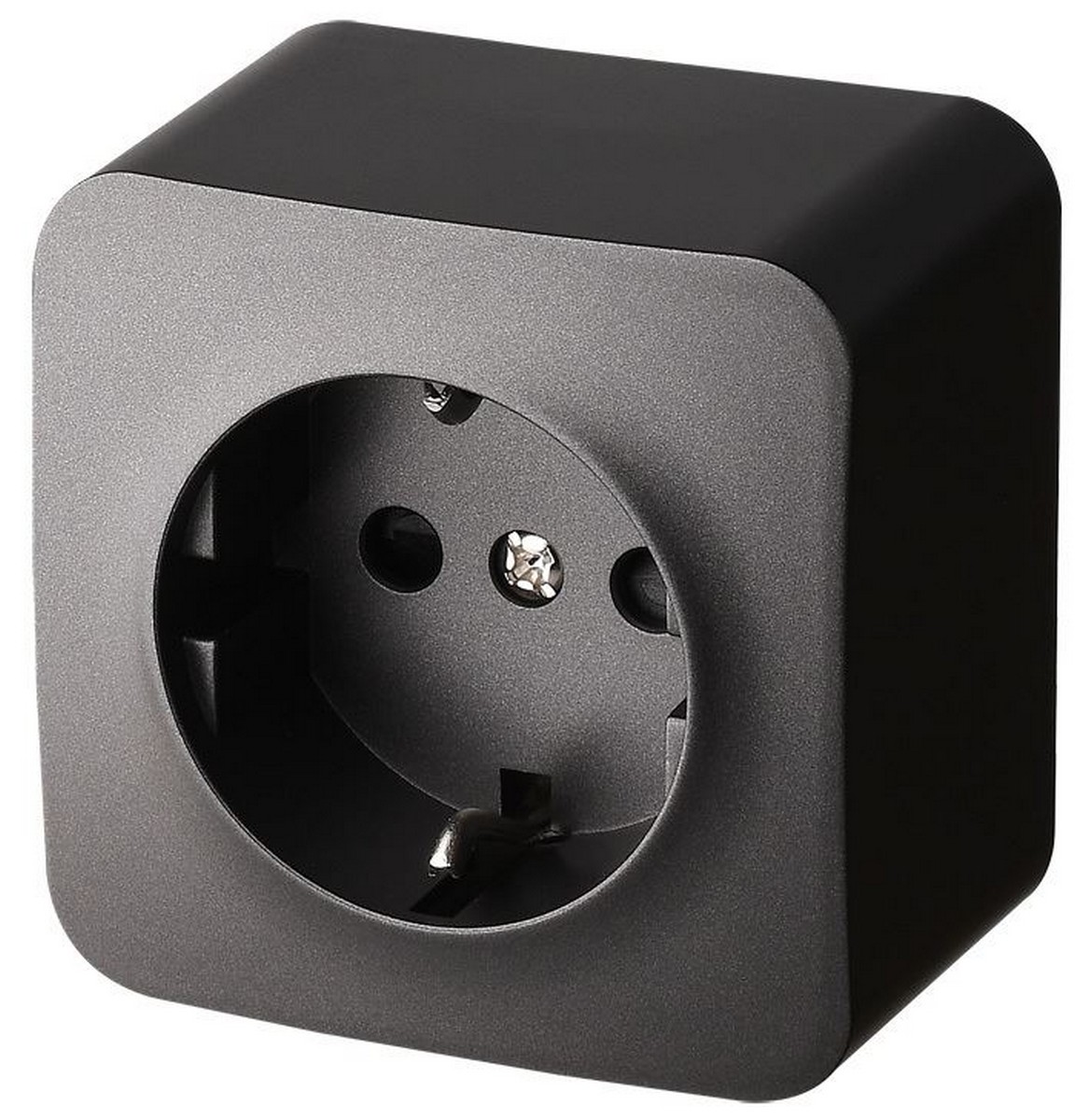 JASMART FS - розетки и выключатели Розетка JASMART FS одноместная Schuko со шторками накладного монтажа Антрацит FS5501B
