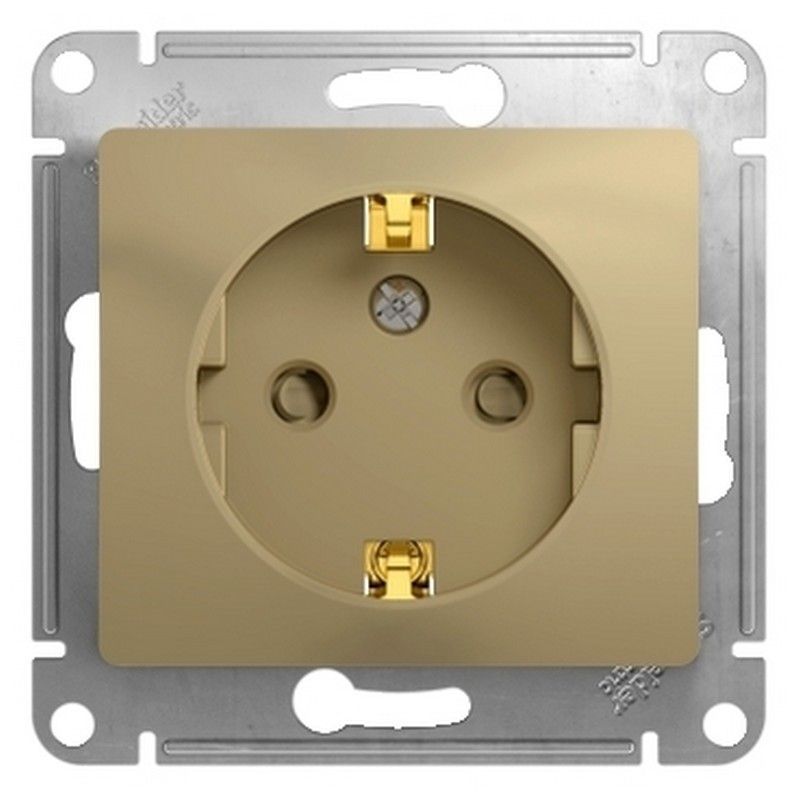 Glossa Титан Розетка Systeme Electric Glossa Титан с заземлением со шторками GSL000445