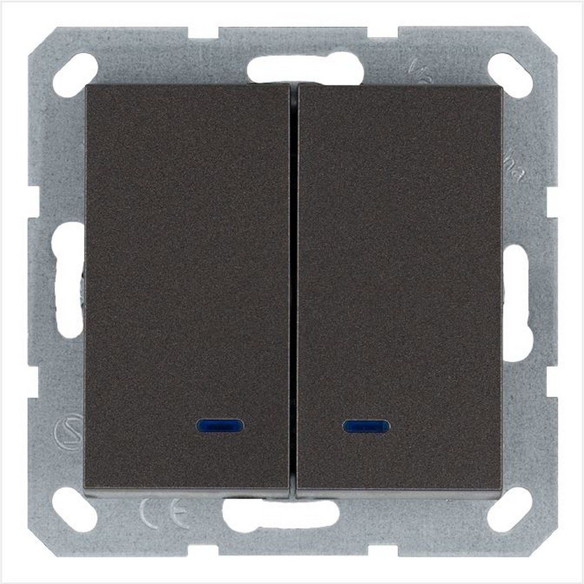 JASMART G - розетки и выключатели Выключатель JASMART двухклавишный со светодиодами Мокко G3023NZ